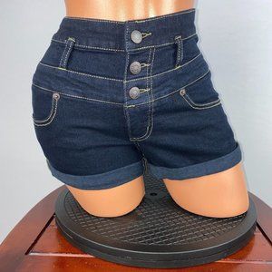 Mossimo Supply Co 4 / 27 Button Fly Zippered Cuffed Denim Dark Wash Shorts